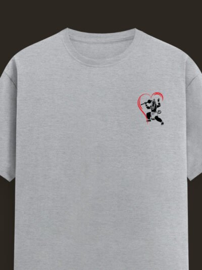 Bajrangi Heart Unisex Classic Crew T-Shirt - Grey Melange, XL