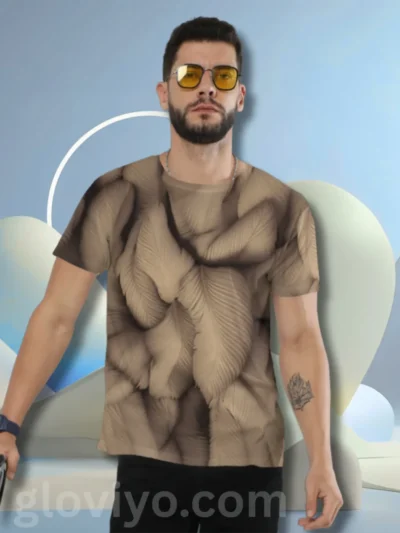 Gold Feather All Over Printed Men’s T-Shirt
