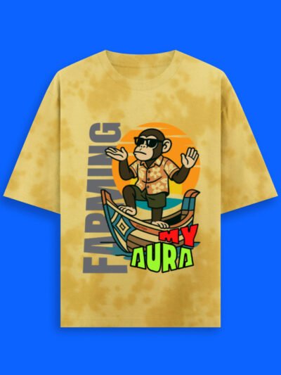Aura Farming Tie-Dye Oversized T-Shirt - Yellow, L