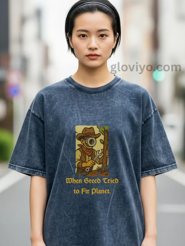 Environment Awareness Unisex Oversize Acid Wash T-Shirt