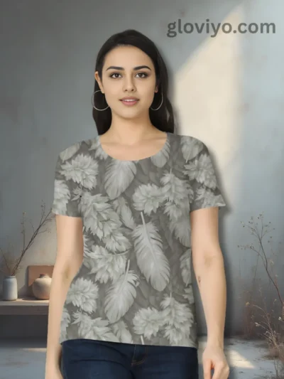 Feather olive Green Women t-shirt