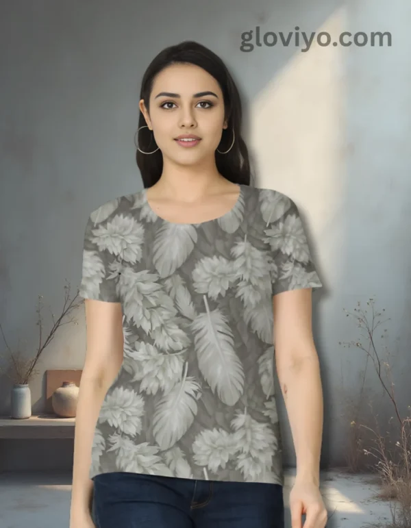 Feather olive Green Women t-shirt