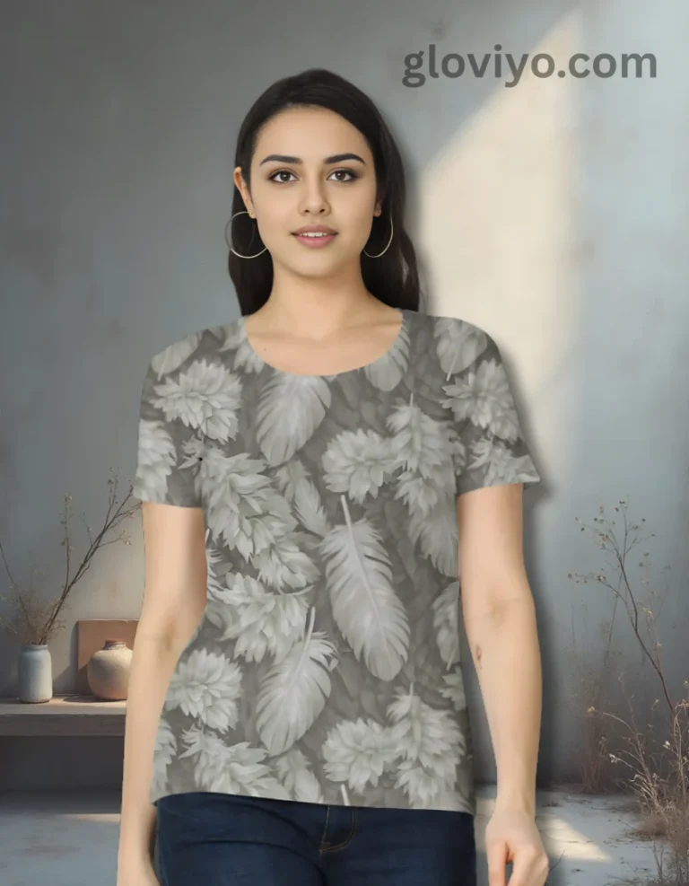 Olive Green Feather Women’s AOP T-Shirt
