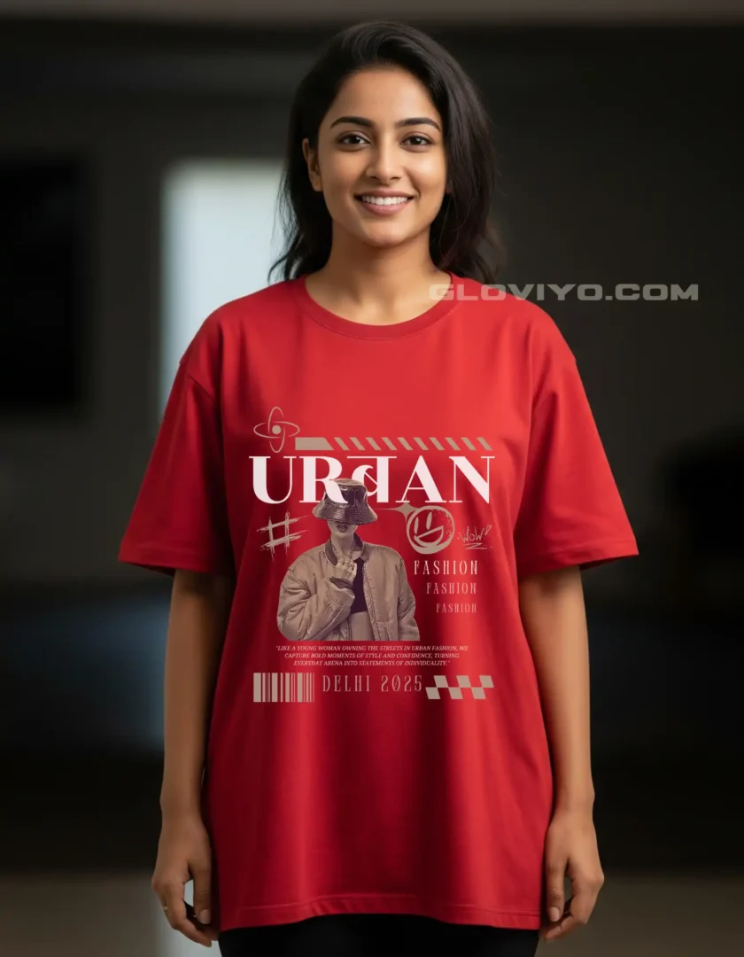 Urban Fashion Red Oversized T-shirt_Webp