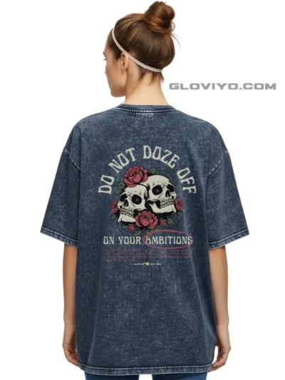 Ambitions Oversize Acid Wash T-shirt Navy Blue