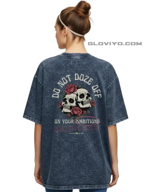 Ambitions Oversize Acid Wash T-shirt Navy Blue