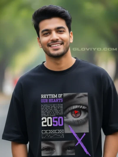 Heart Rythm Oversize Standard T-shirt Black