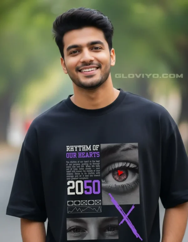 Heart Rythm Oversize Standard T-shirt Black